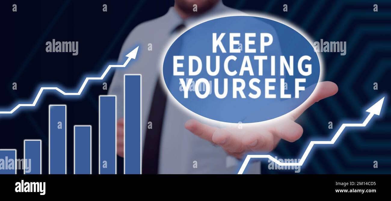 Text showing inspiration Keep Educating Yourself. Internet Concept dont stop studying Improve yourself using Courses Stock Photo