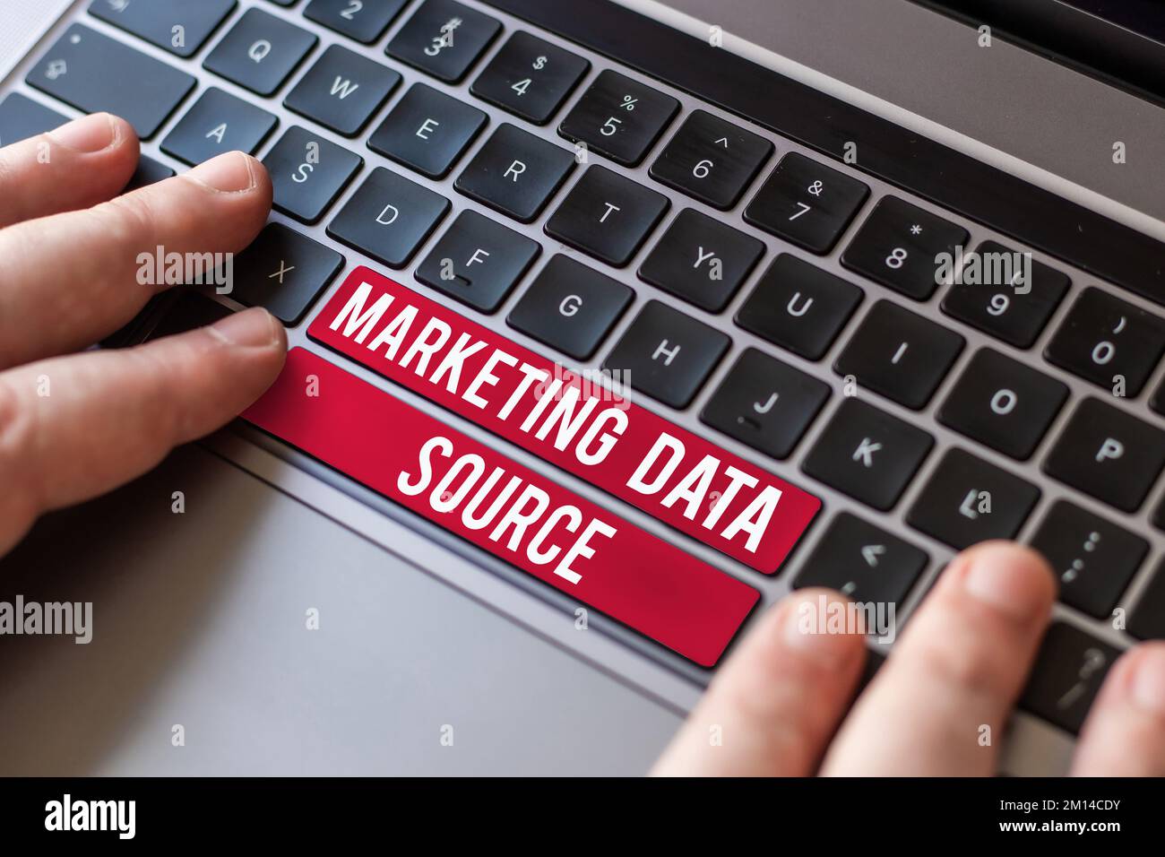 Writing displaying text Marketing Data Source. Business approach connection set up to a database from a server Stock Photo