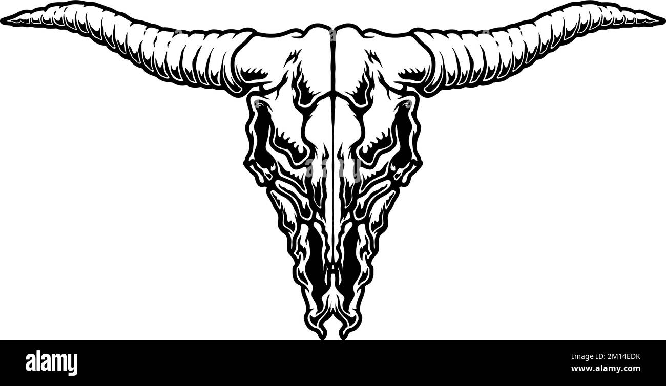 Illustration of buffalo skull isolated on white background. Design