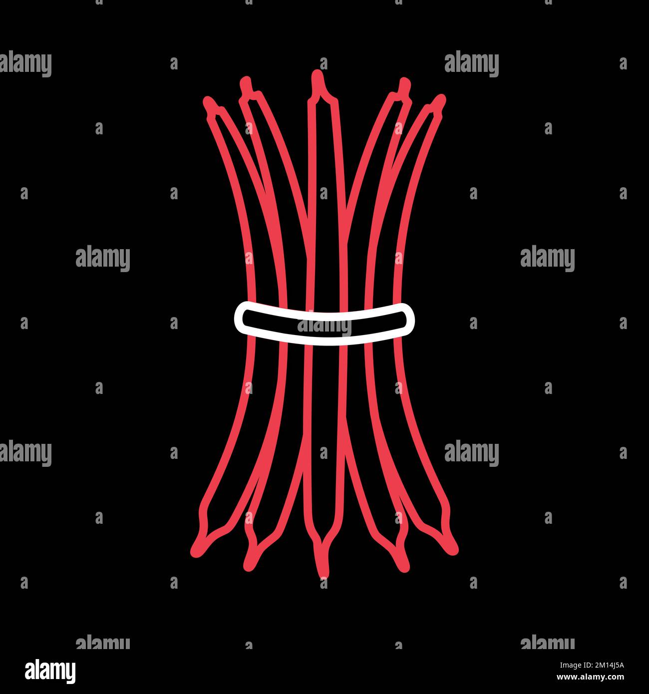 Green beans bound sheaf isolated vector on black background icon ...