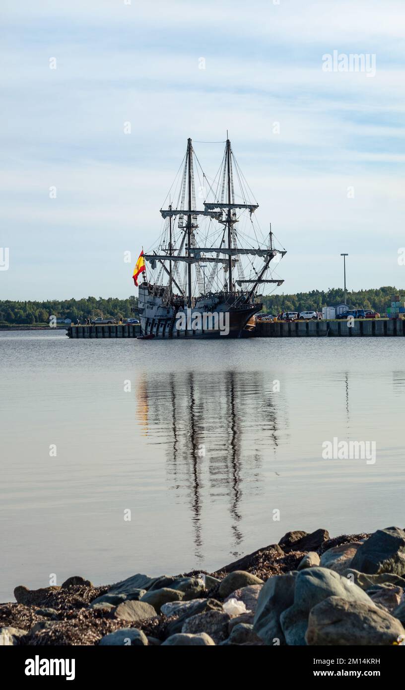 El Galeon, tall ship in port at Georgetown, PEI, Canada Stock Photo