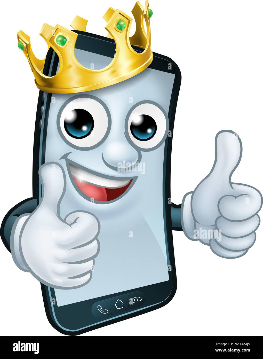 Mobile Phone King Crown Thumbs Up Cartoon Mascot Stock Vector Image