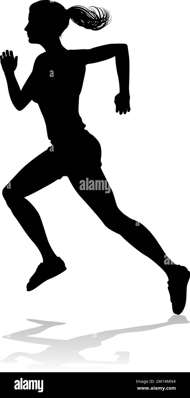 Silhouette Runner Woman Sprinter or Jogger Person Stock Vector Image ...