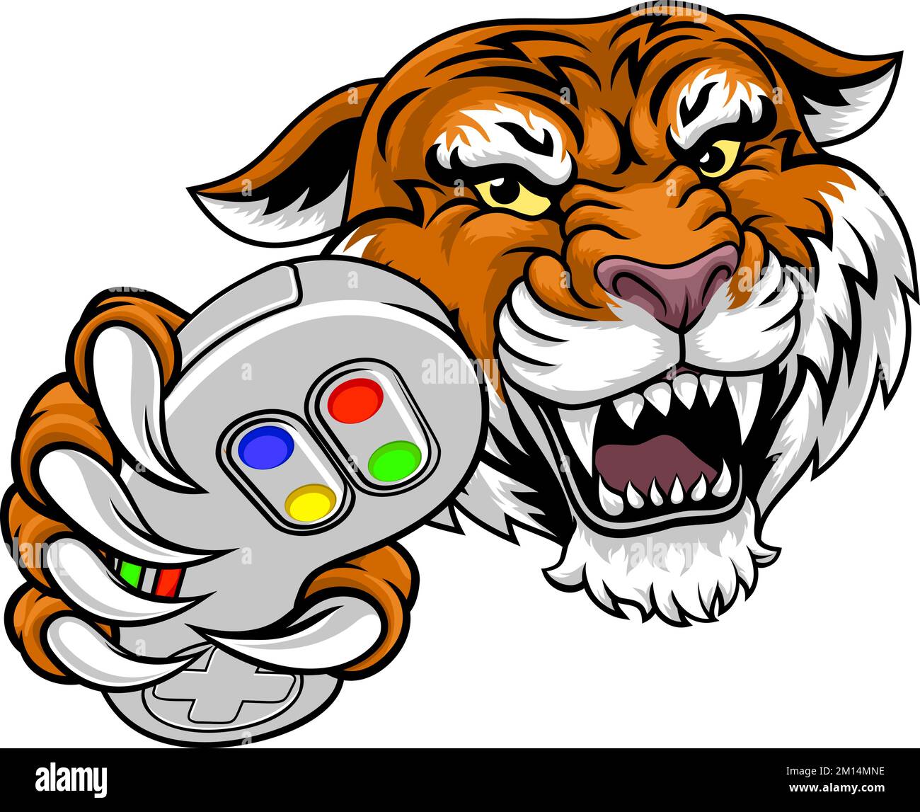 Tiger Gamer Video Game Animal Sports Team Mascot Stock Vector Image