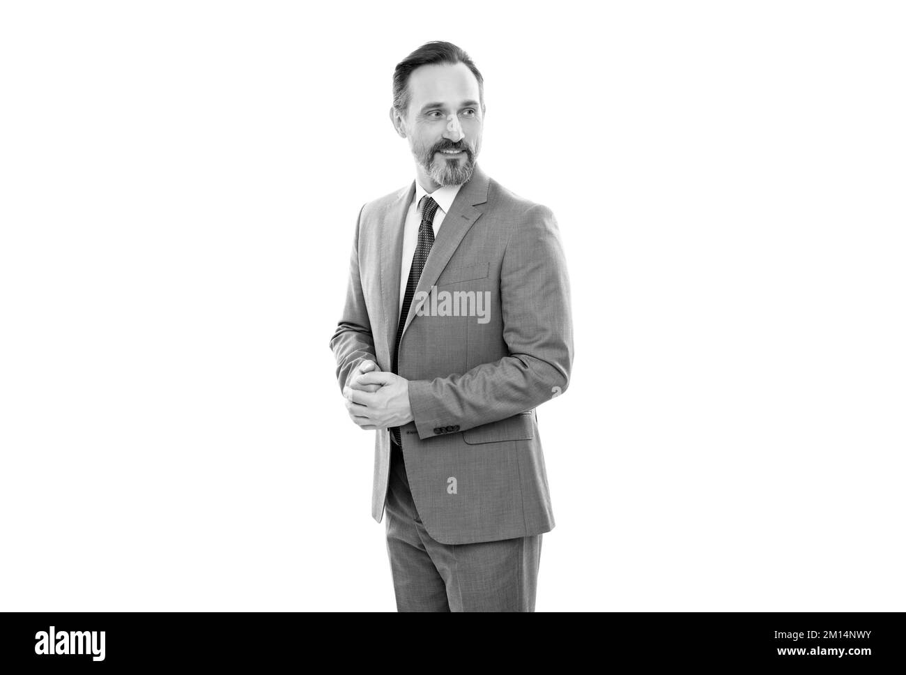Smiling bearded male manager Black and White Stock Photos & Images - Alamy