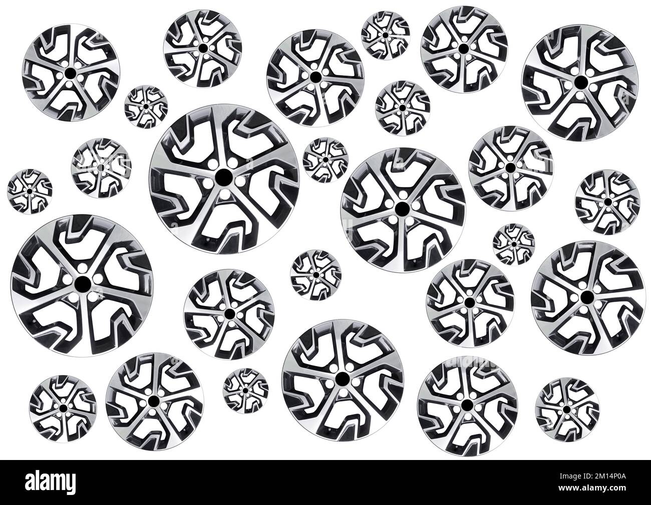 Car alloy wheel pattern isolated on white background. New alloy wheel