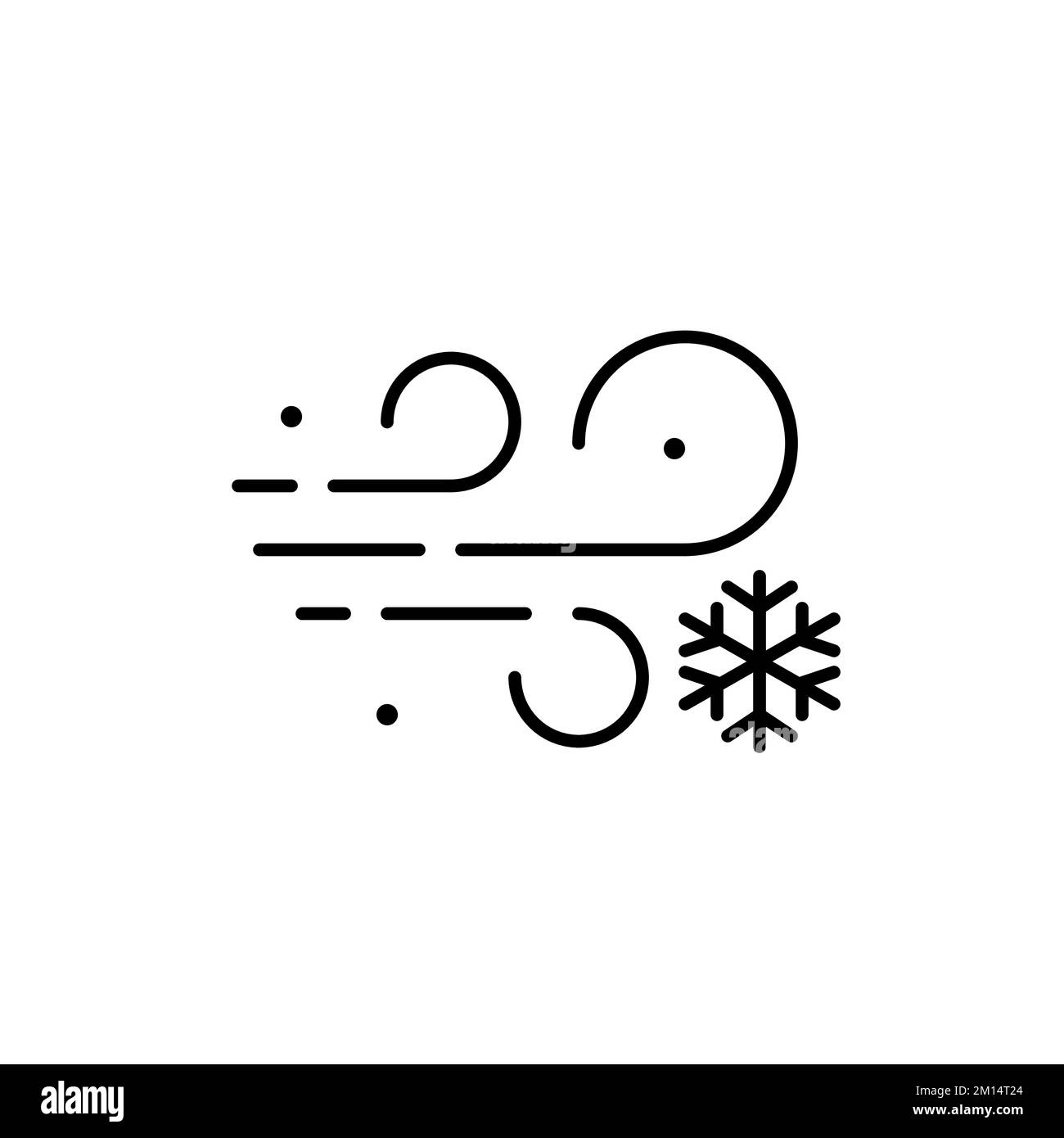 Snowy storm. Winter weather forecast. Pixel perfect, editable stroke simple line icon Stock Vector