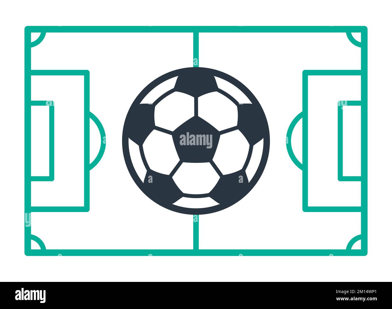 Soccer playing field with football top view, vector illustration design