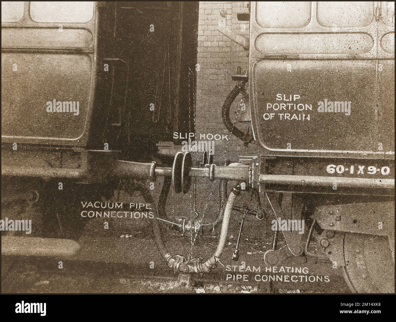 1930's diagram explaining the coupling/ uncoupling gear on a GWR train