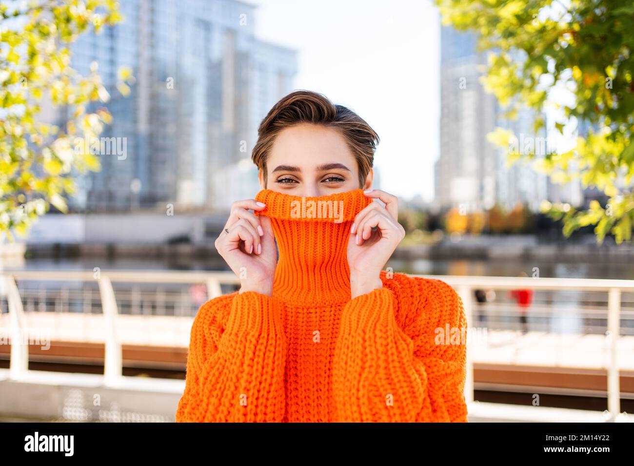 Beautiful Young Woman With Short Hair In The City Pretty Caucasian beautiful-young-woman-with-short-hair-in-the-city-pretty-caucasian