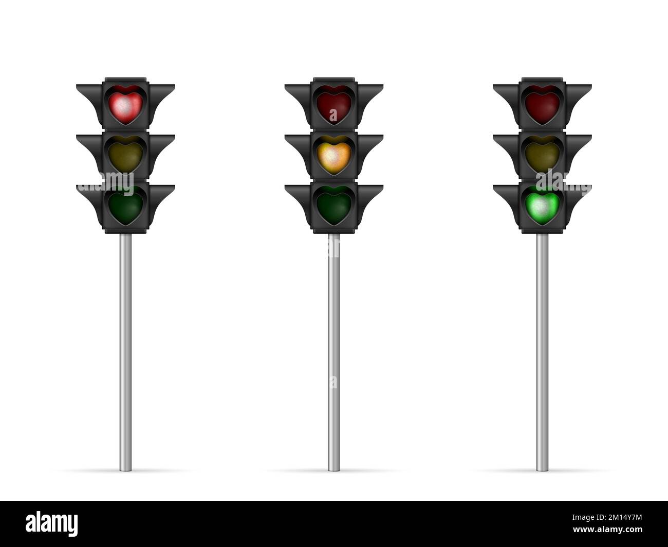 Traffic light heart shape set on a white background. Vector