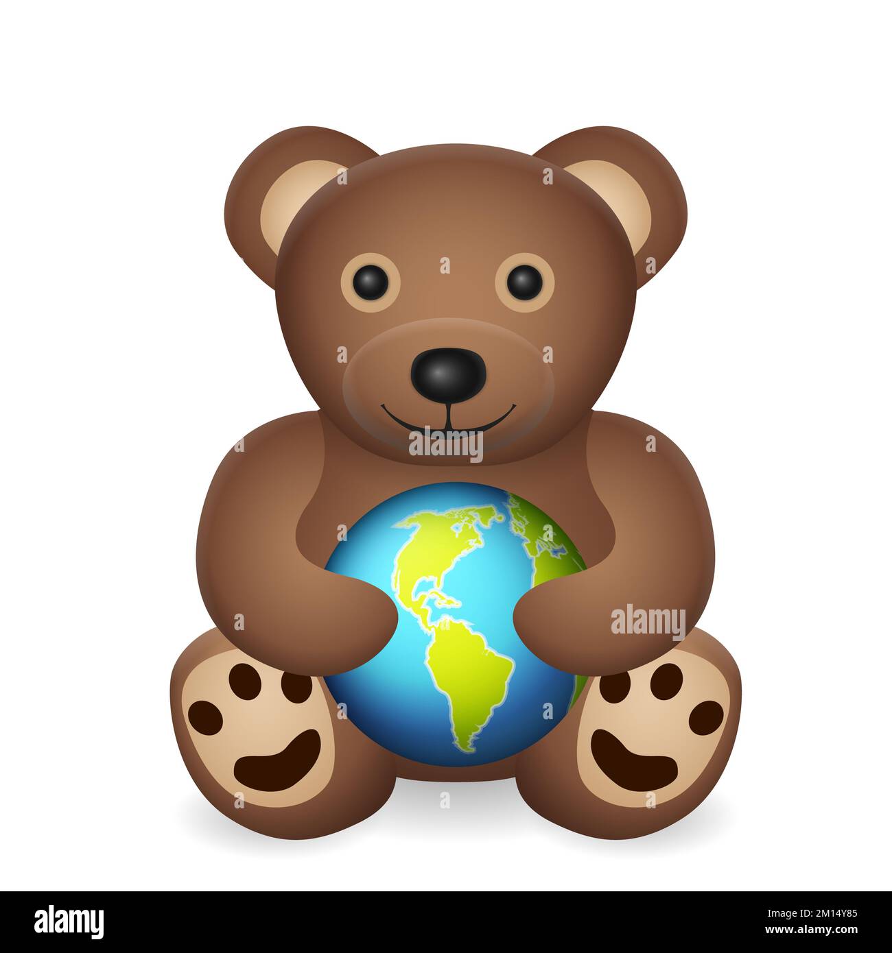 Teddy bear with world globe on a white background. Vector