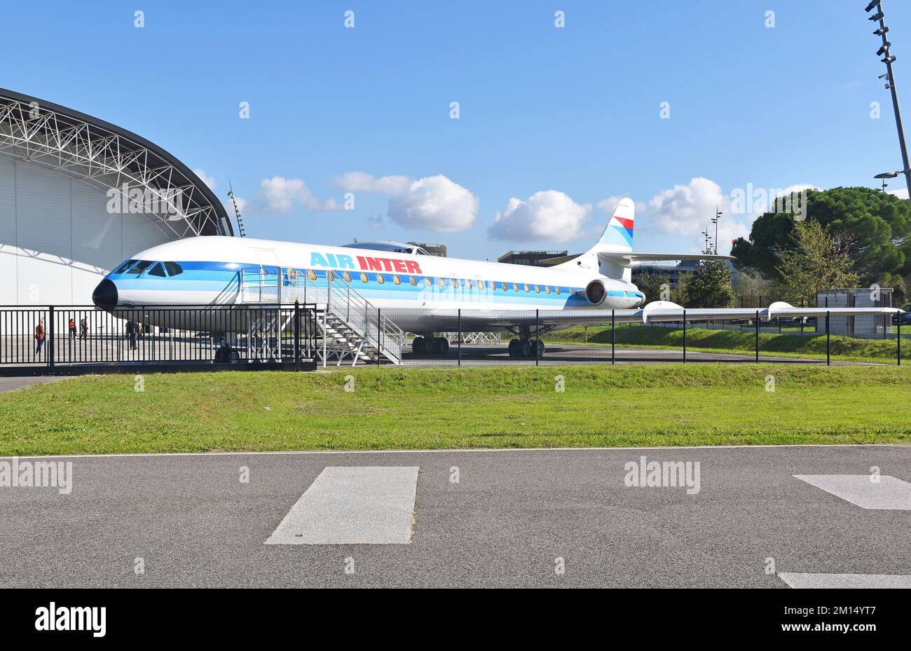 Toulouse France, Aeroscopia, aerospace museum, Blagnac, French home of Concorde, hangar-like building with short range Air inter Caravelle aircraft Stock Photo