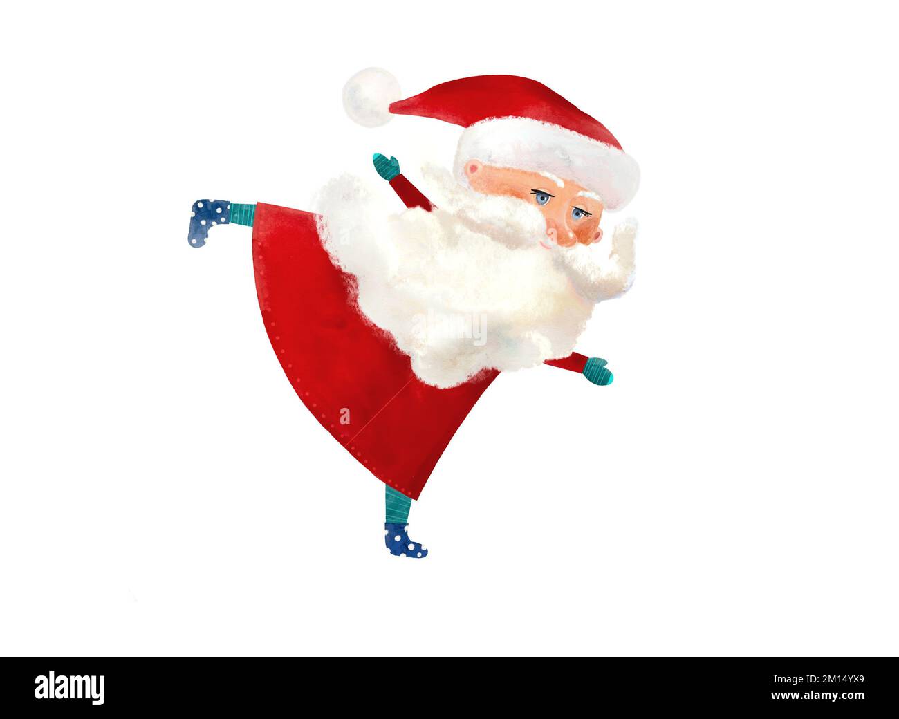 Illustration Santa Claus ice skating isolated on white background Stock Photo