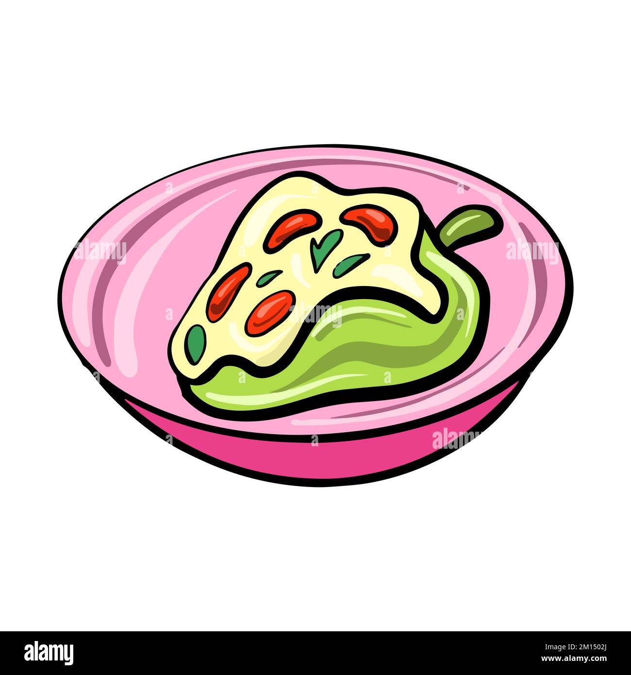 Vecto Mexican traditional food Chile con carne drawn in flat cartoon ...