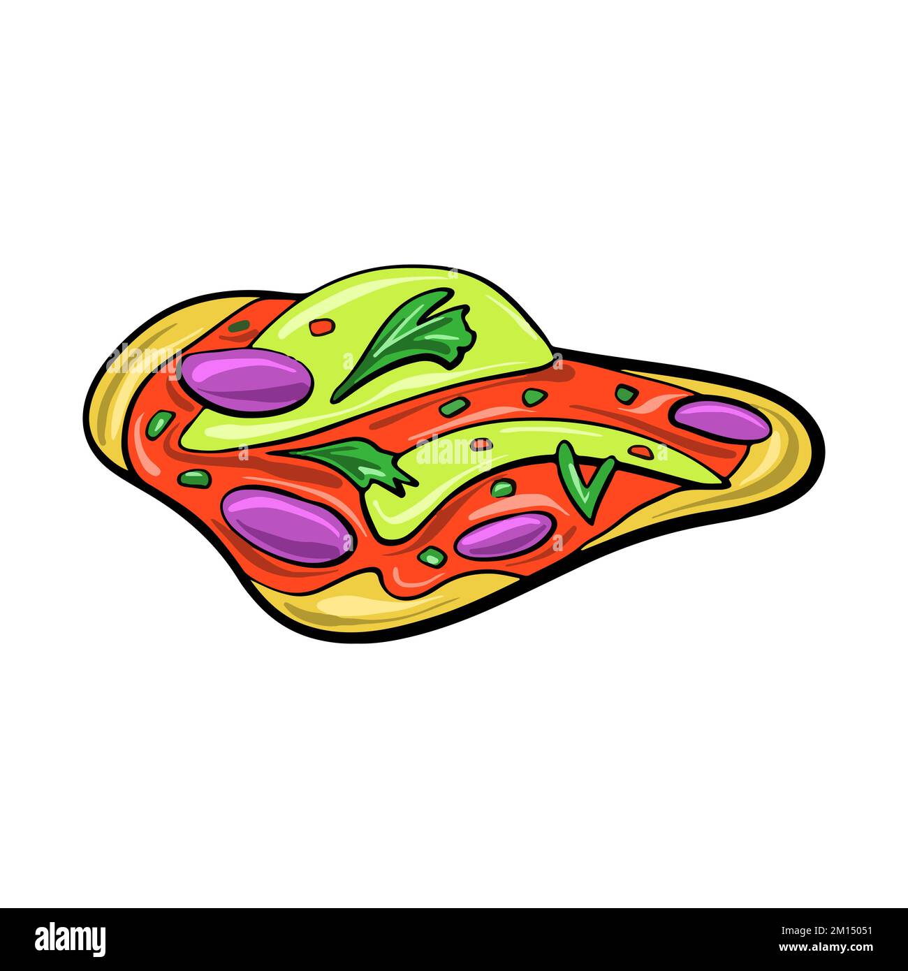 Vector Mexican traditional food Quesadilla drawn in flat cartoon style ...