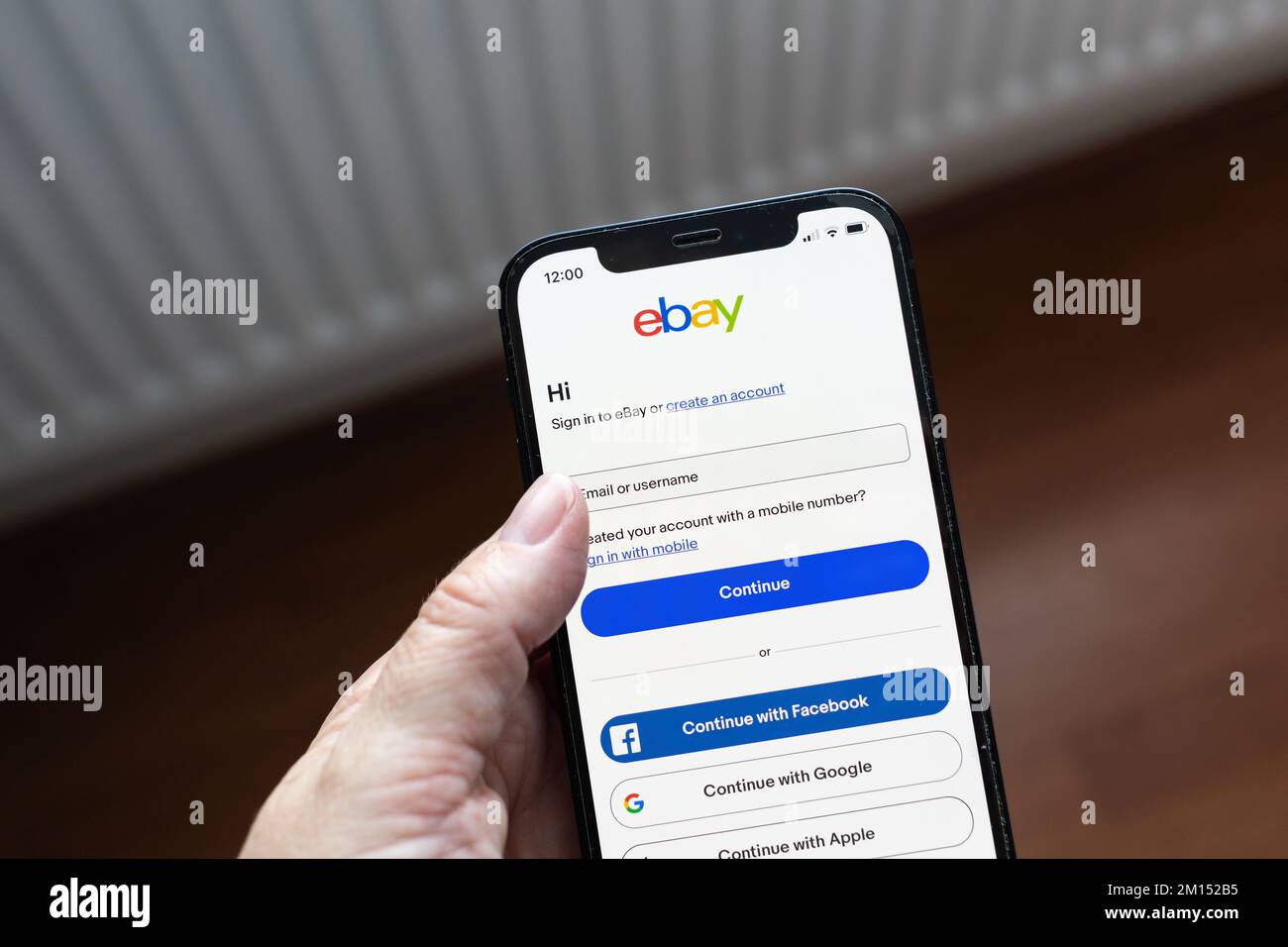 Ebay login screen on a smartphone Stock Photo