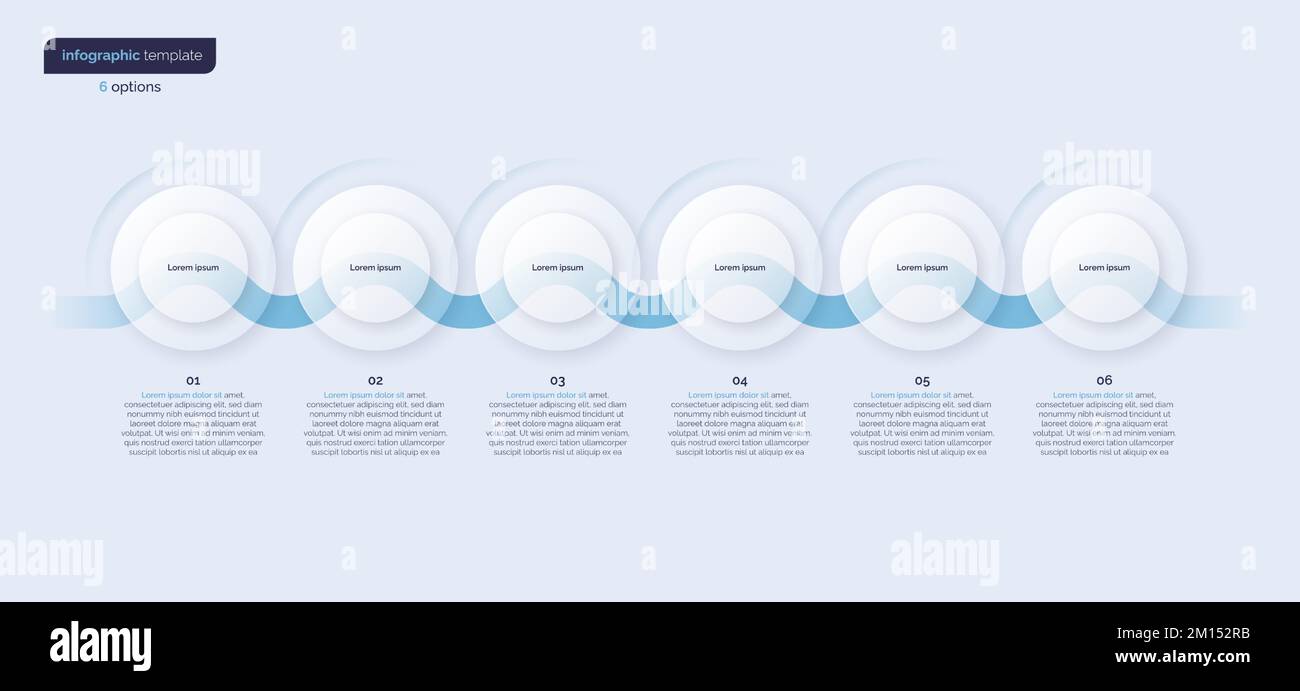 Vector minimalistic infographic template composed of 6 circles Stock Vector