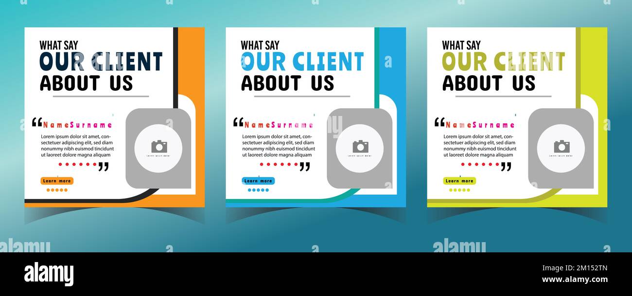 Modern and creative client testimonial social media post design