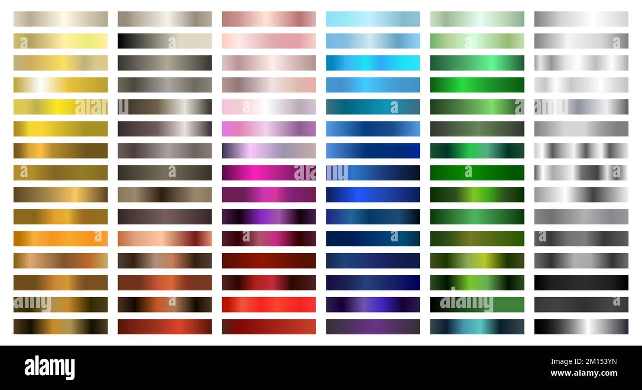 Metal and Color Gradient Collection of Swatches Stock Vector