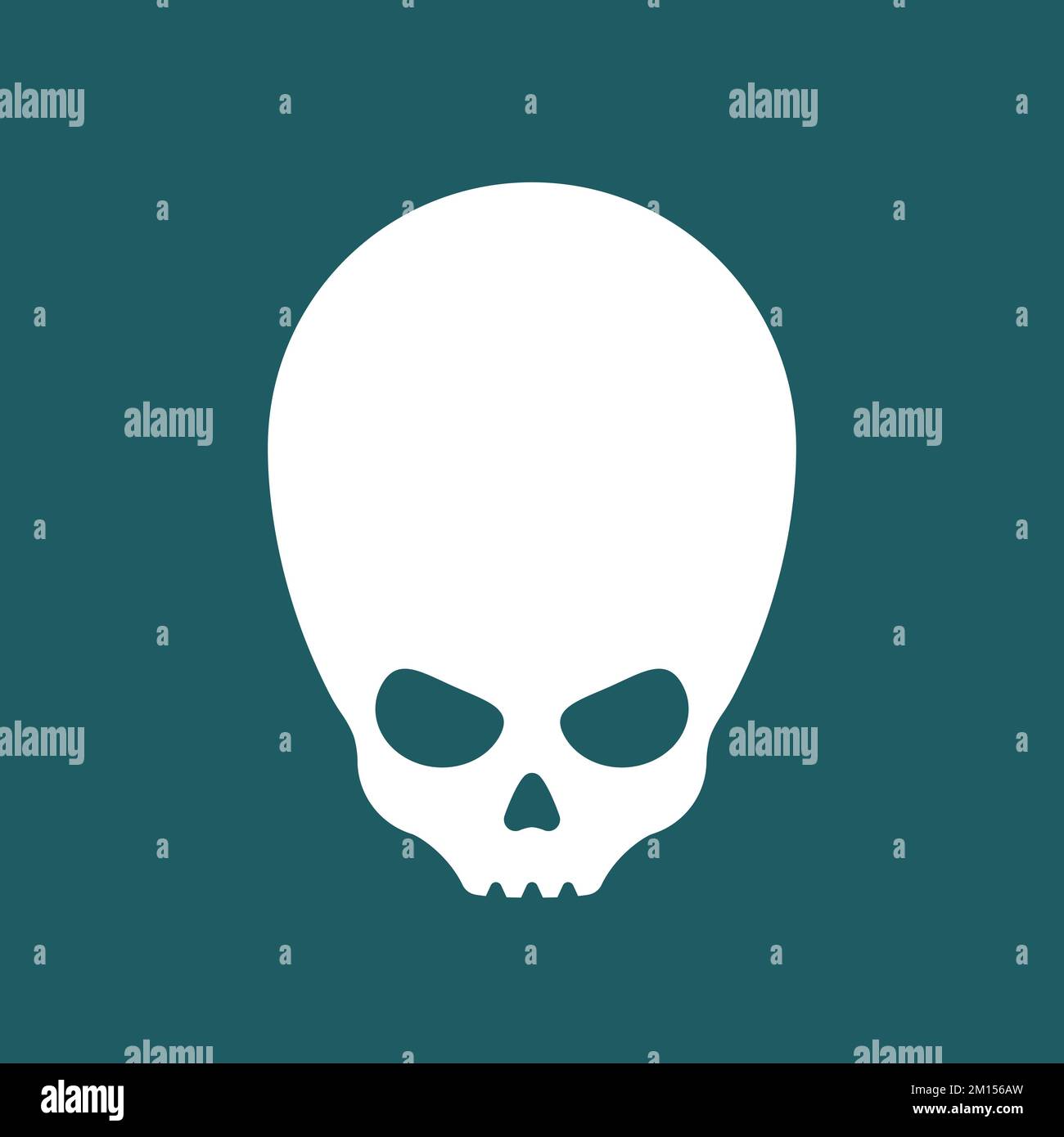 Icon of alien skull isolated on green background. Design element for poster, card, banner, t shirt. Vector illustration Stock Vector