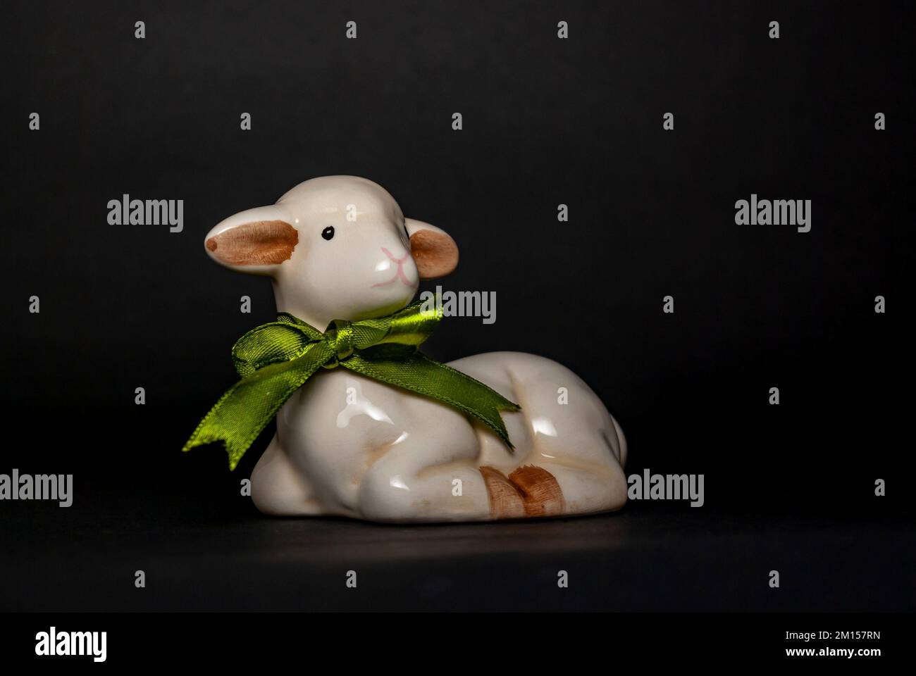 Easter Lamb, Lamb of God or Agnus Dei, figural depiction of a lamb made of ceramic. Stock Photo