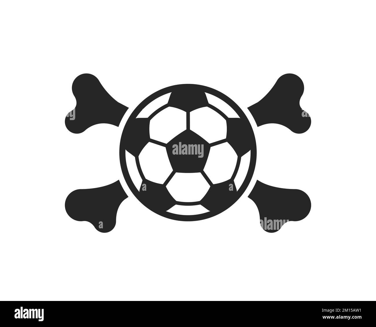 Soccer ball with crossbones. Football jolly roger. Pirate emblem for 