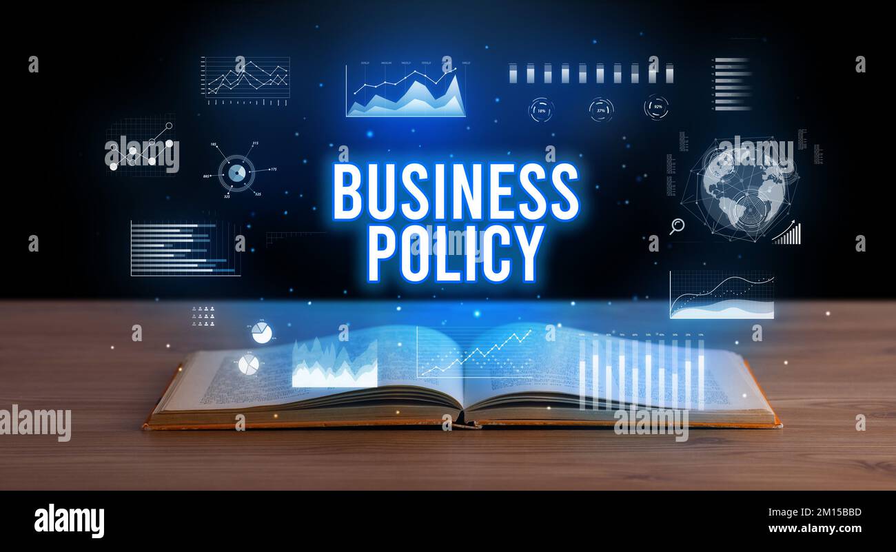 Business Book Inscriptions Examples Business inscription coming out from an open book Stock Photo - Alamy