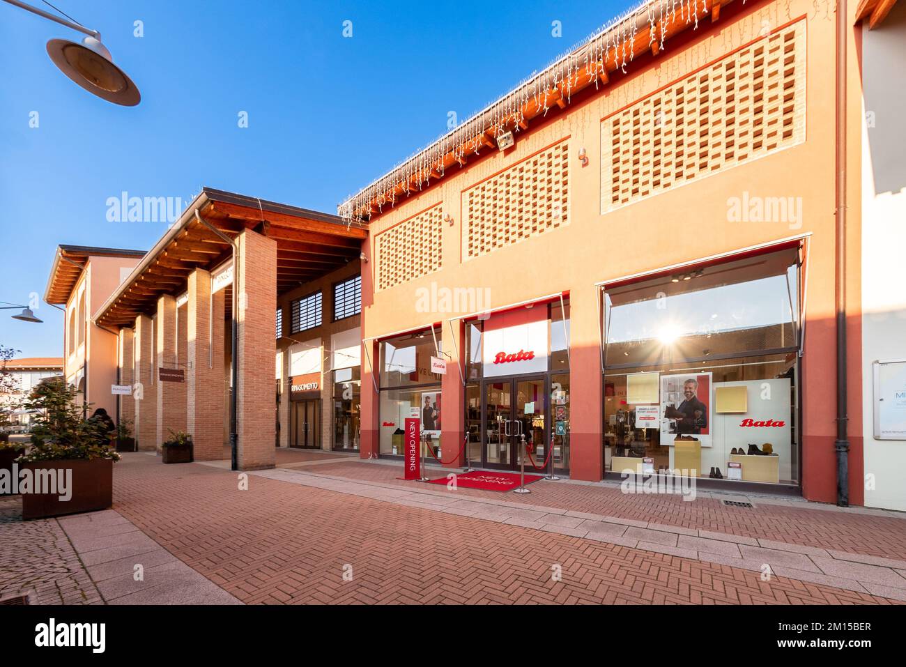 Mondovì; Cuneo; Italy - December 07; 2022: Bata store in Mondovicino Italian outlet village shopping mall; Bata Shoe Organization is family-owned glob Stock Photo