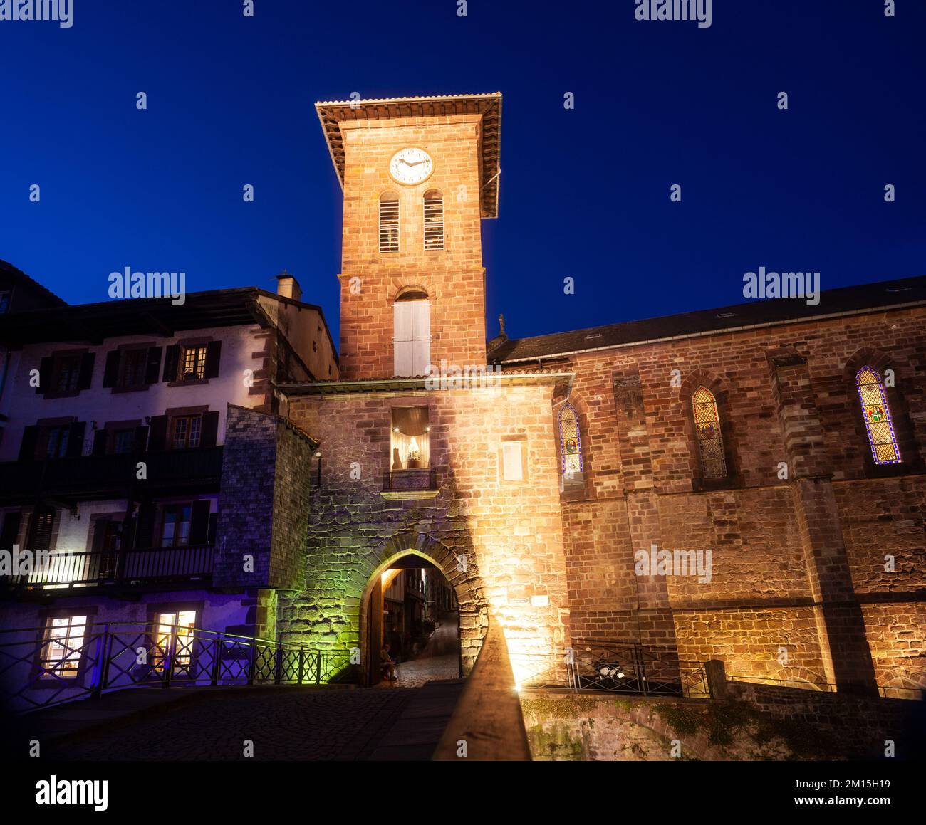 Night view of the Notre Dame of Assomption church of Saint Jean Pied de