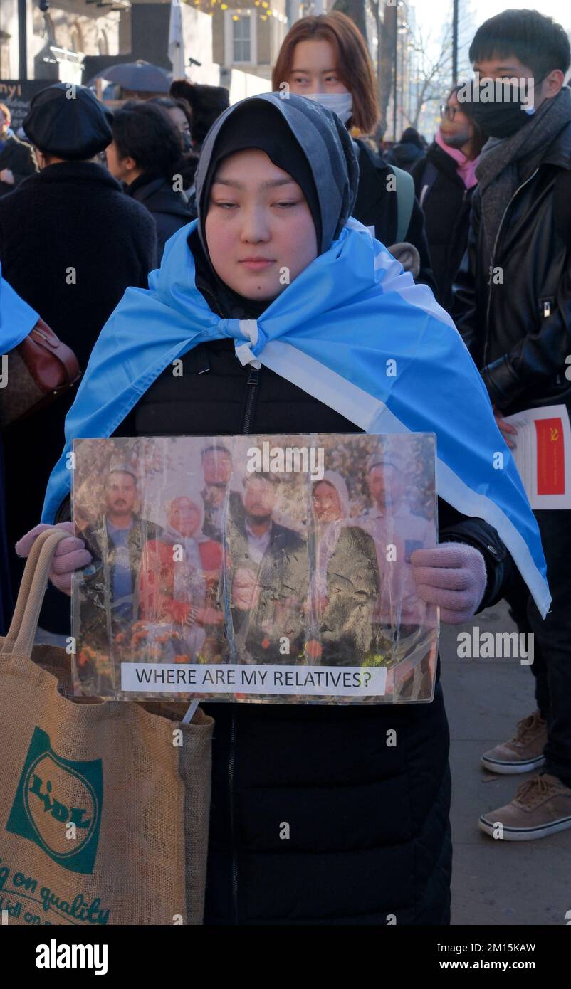 Whitehall, London, UK. 10th Dec 2022. Uyghur. Protest against the Chinese government on Whitehall. Credit: Matthew Chattle/Alamy Live News Stock Photo
