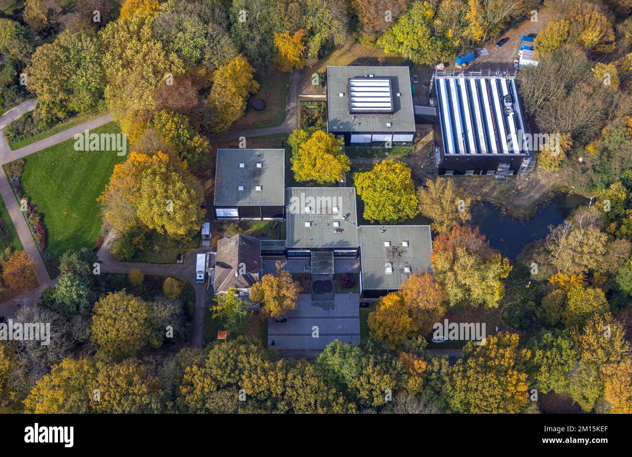 Aerial view, Josef Albers Museum square in city garden in south-west district in Bottrop, Ruhr area, North Rhine-Westphalia, Germany, Bottrop, DE, Eur Stock Photo