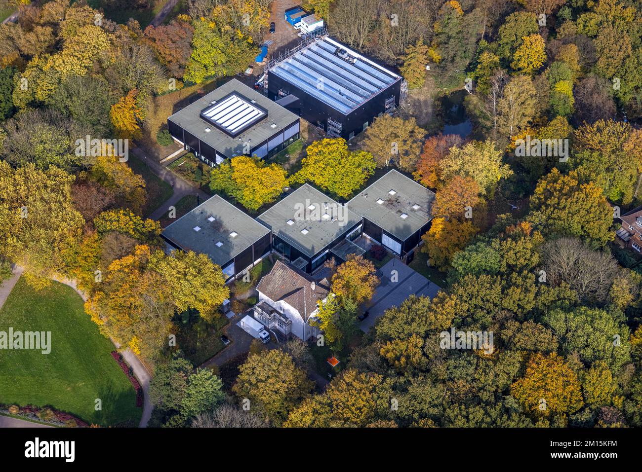 Aerial view, Josef Albers Museum square in city garden in south-west district in Bottrop, Ruhr area, North Rhine-Westphalia, Germany, Bottrop, DE, Eur Stock Photo