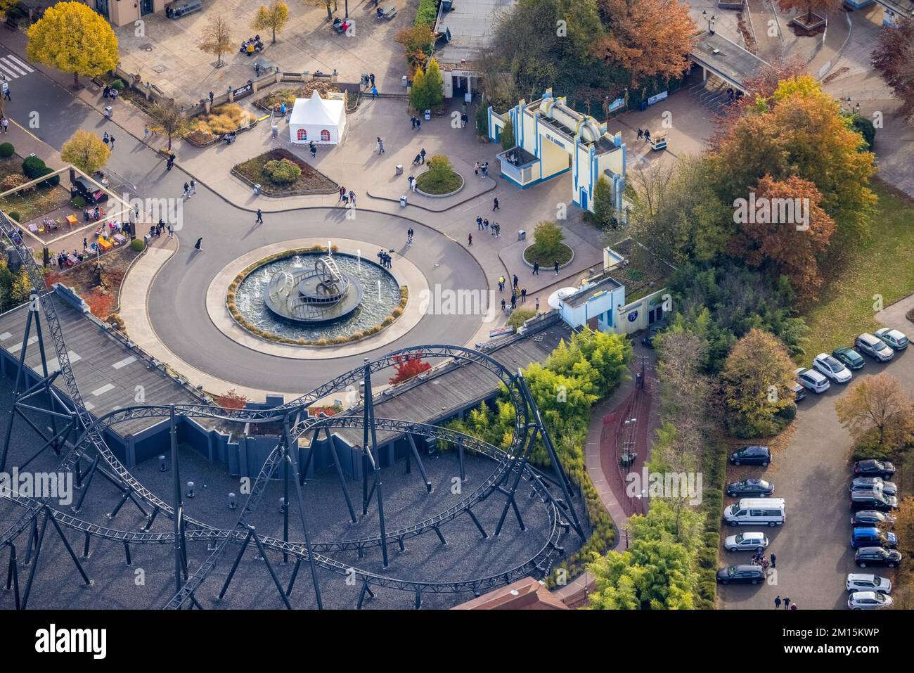 Aerial view, Movie Park Germany in the district Kirchhellen-Nord-Ost in Bottrop, Ruhr area, North Rhine-Westphalia, Germany, Bottrop, DE, Europe, Recr Stock Photo