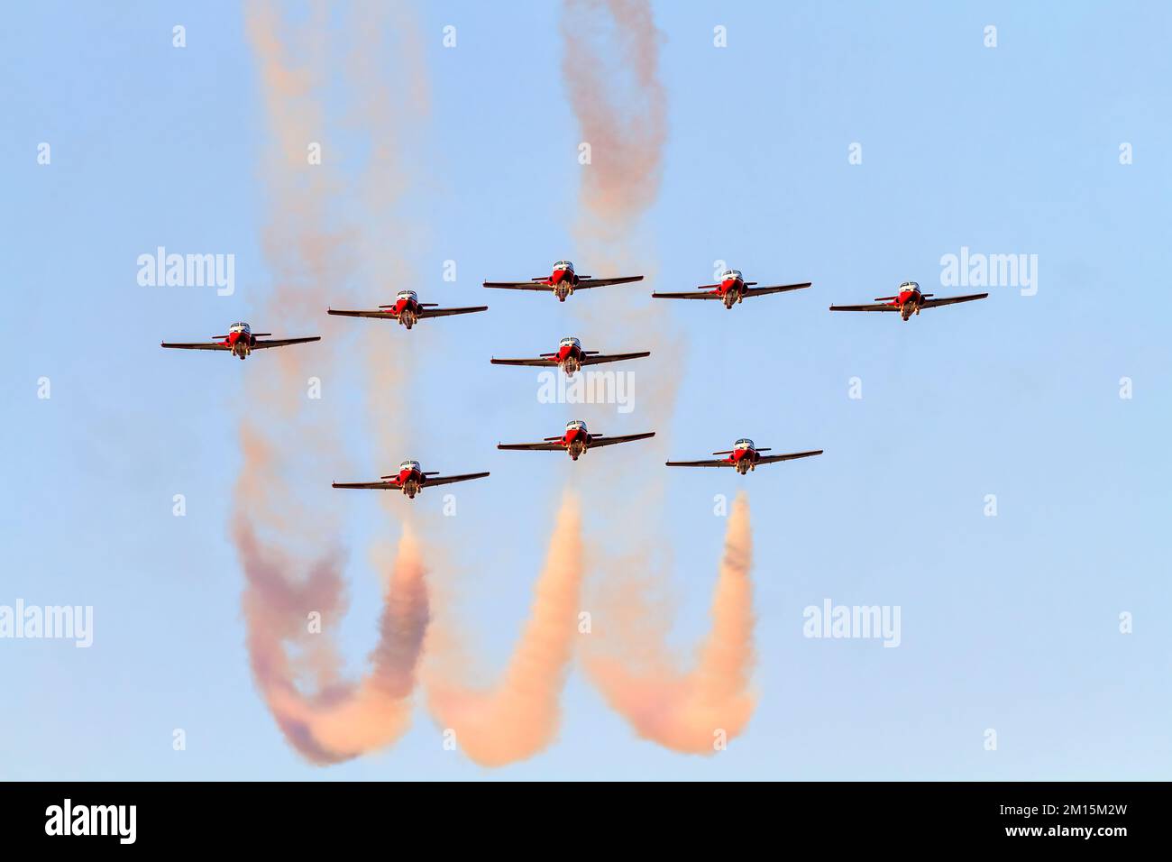 The Royal Canadian Air Force (RCAF) 431 Demonstration Squadron Snowbirds performing at 2017 Airshow London. Stock Photo