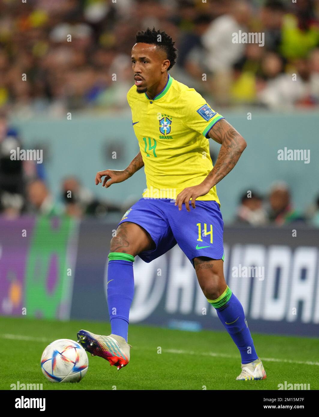 Brazils Eder Militao during the FIFA World Cup Quarter-Final match at the Education City Stadium in Al Rayyan, Qatar