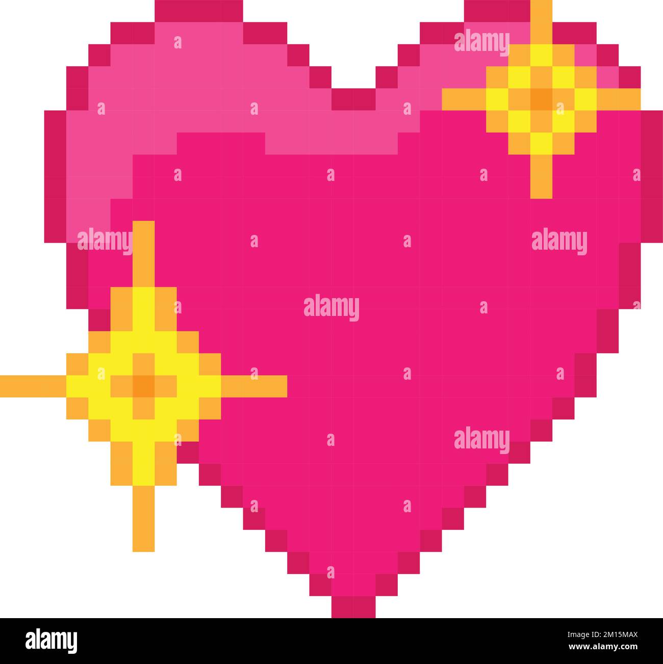 A clipart of a sparkling pink heart emoji with pixels isolated on the