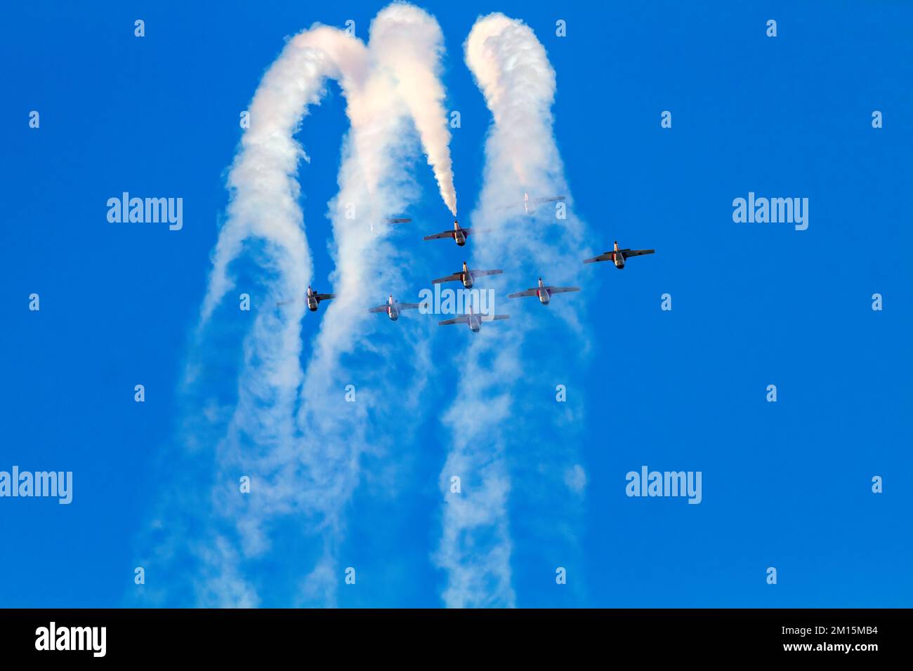 The Royal Canadian Air Force (RCAF) 431 Demonstration Squadron Snowbirds performing at 2017 Airshow London. Stock Photo