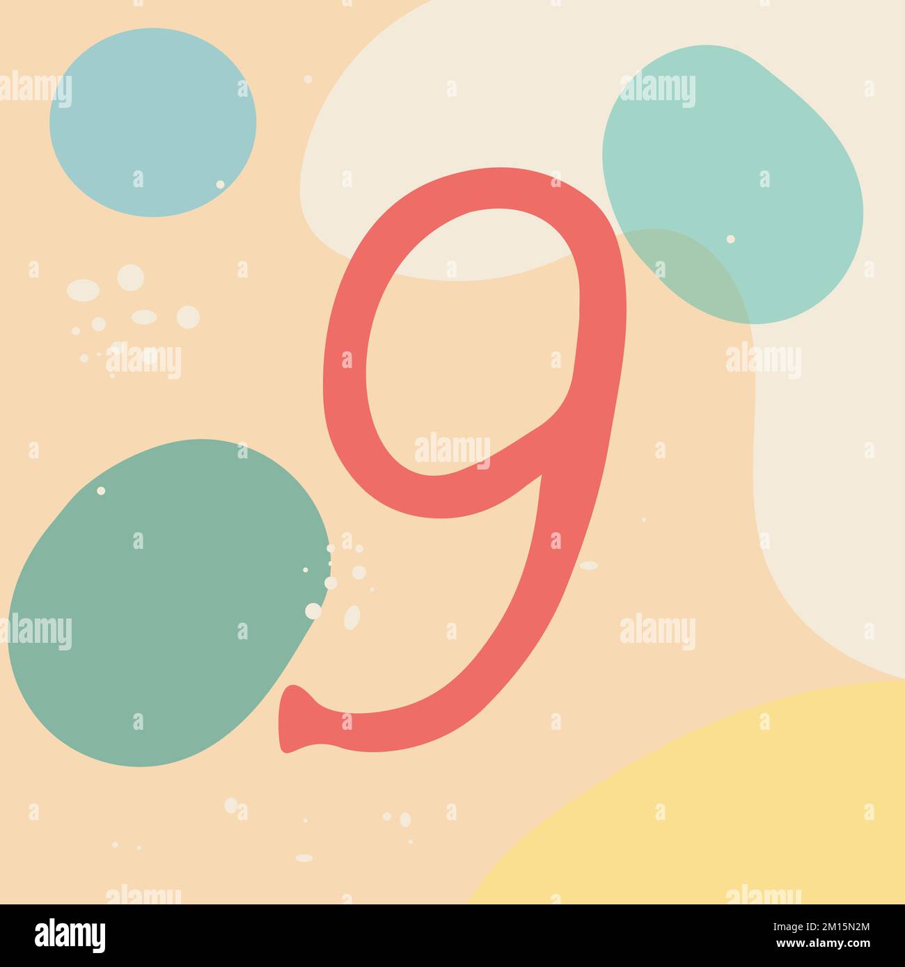 Hand drawn background with number nine. Hand made design. Vector art ...
