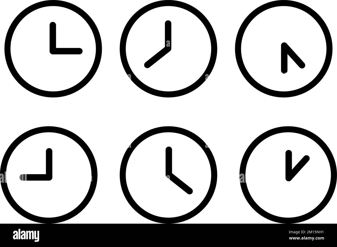 Clock icon set. Watch. Time. Simple flat design. Vector art Stock Vector
