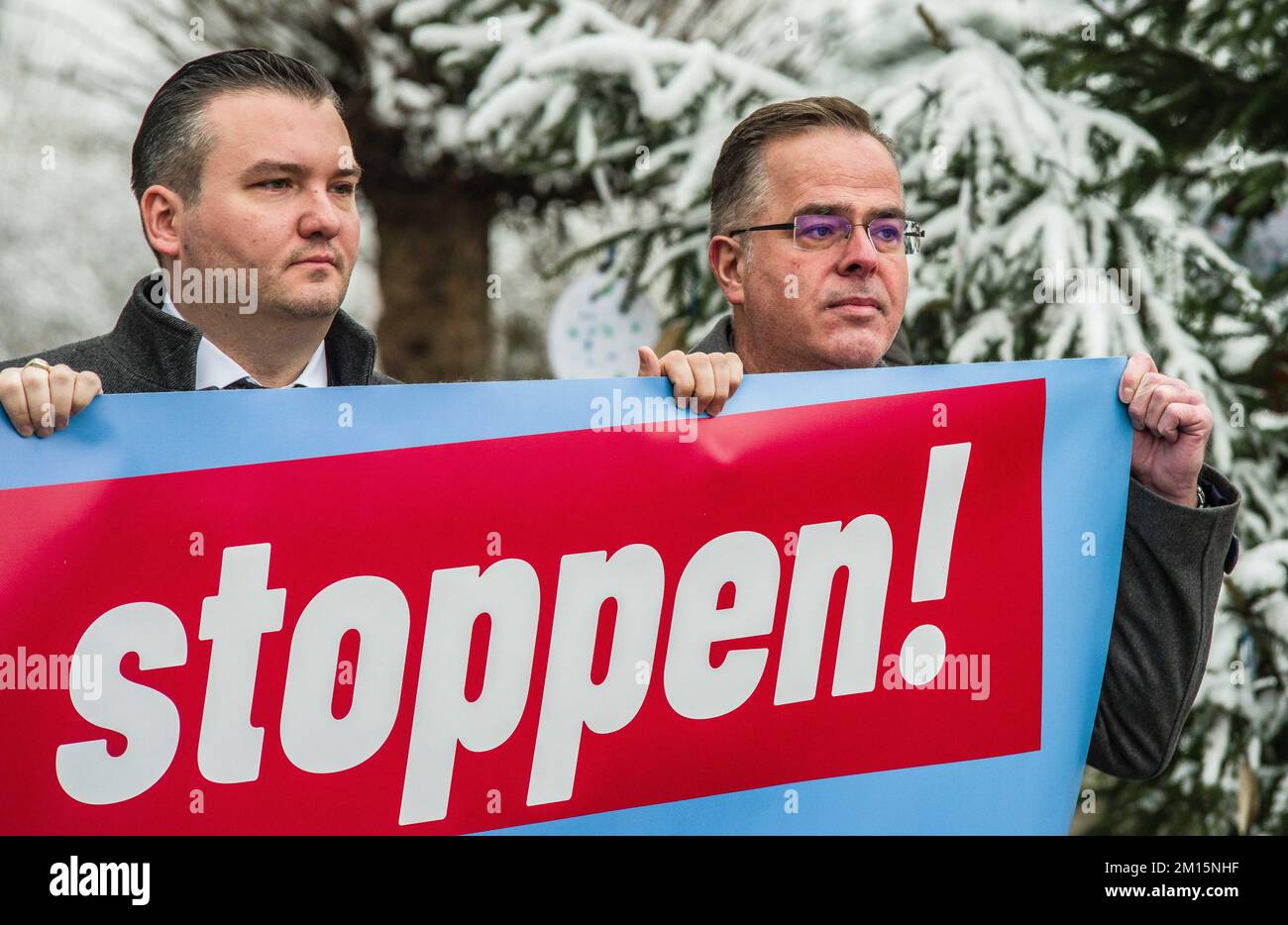 Illerkirchberg, Baden Wuerttemberg, Germany. 10th Dec, 2022. UDO STEIN, Hans Juergen GOSSNER. In a move being criticized as a distraction from the Alternative for Germany's alleged connections with a Reichsbuerger and QAnon terrorist plot to topple the German government, the AfD alongside right-extremists rallied in the town of Illerkirchberg where this past week two schoolgirls were stabbed allegedly by an asylum seeker from Eritrea resulting in the death of one of them and the other being left in critical condition. Members of the AfD allege that the national and international raids in Stock Photo