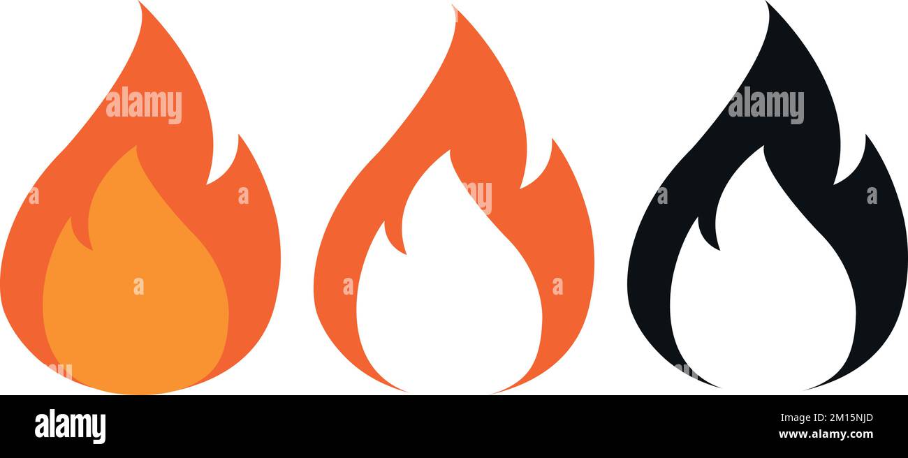 Fire icon set. Flame. Simple flat design. Vector art Stock Vector Image ...