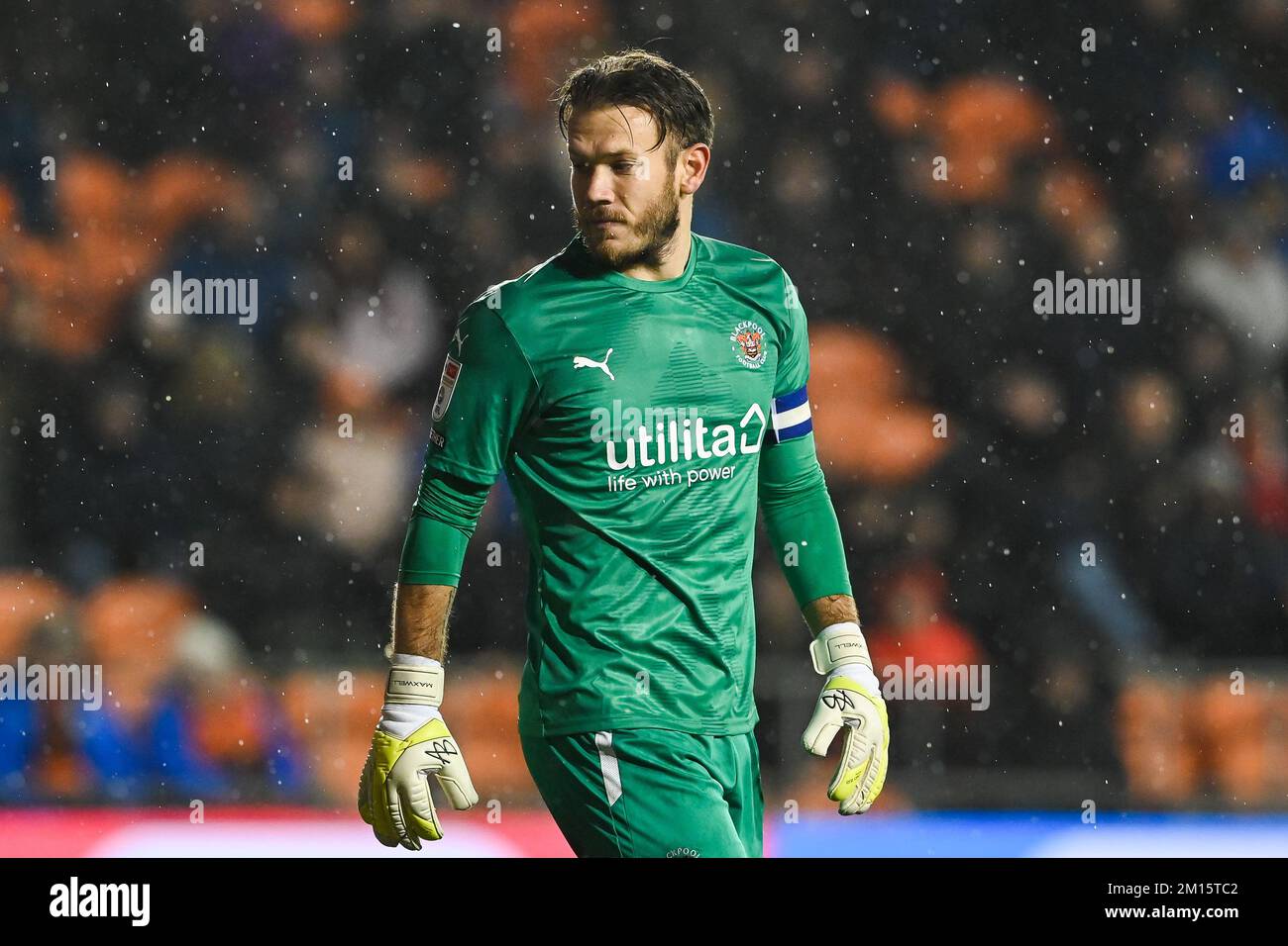 Chris Maxwell #1 of Blackpool during the Sky Bet Championship match Blackpool vs Birmingham City at Bloomfield Road, Blackpool, United Kingdom, 10th December 2022  (Photo by Craig Thomas/News Images) Stock Photo