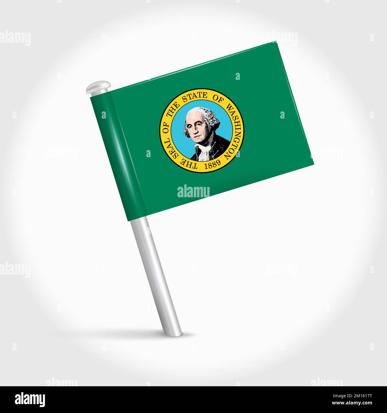 Washington map pin flag icon. Pennant map marker on a metal needle. 3D ...