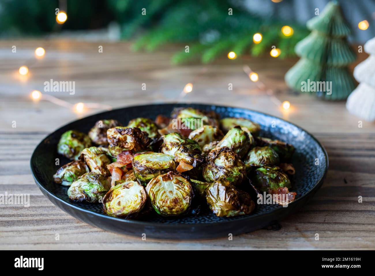 Chargrilled brussel sprouts, Christmas side dish Stock Photo