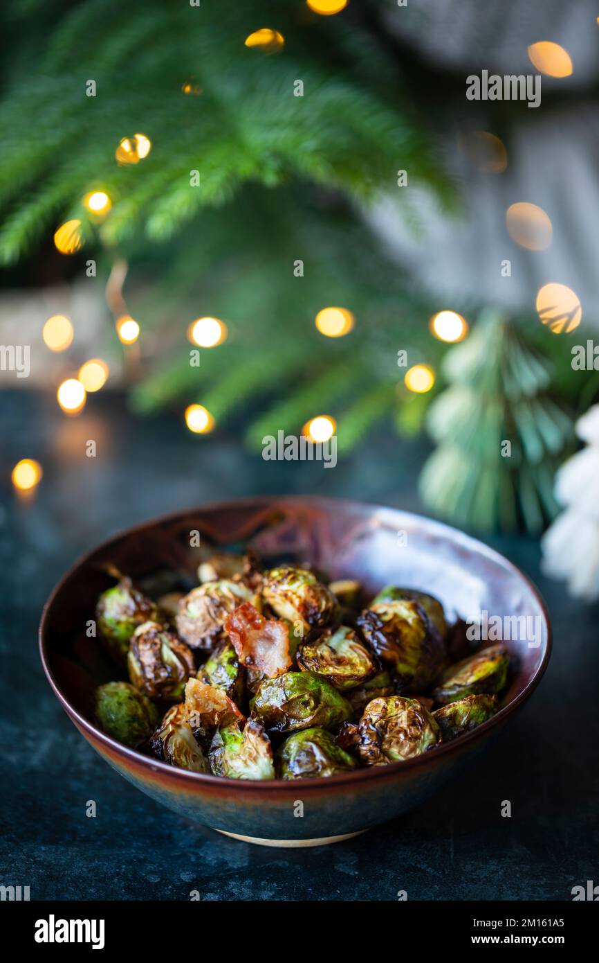 Chargrilled brussel sprouts, Christmas side dish Stock Photo