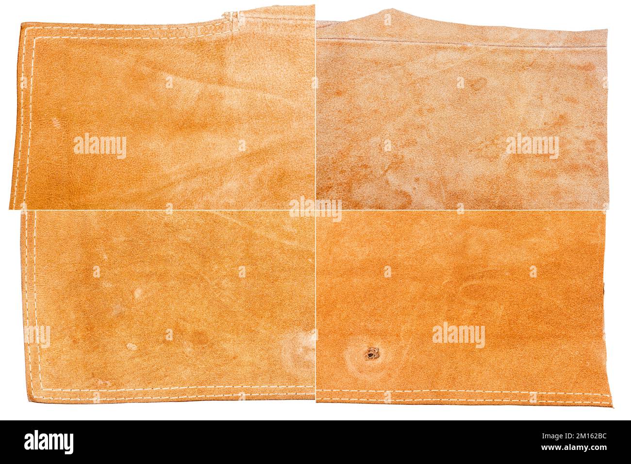Collection of brown leather textures isolated on white background