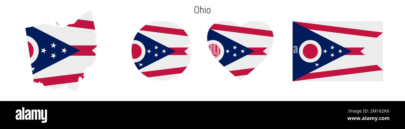 Ohio flag icon set. American state pennant in official colors and ...