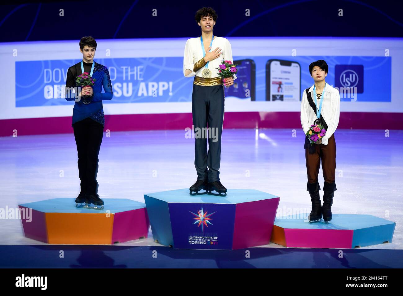Turin, Italy. 10 December 2022. Lucas Broussard, Nikolaj Memola, Nozomu