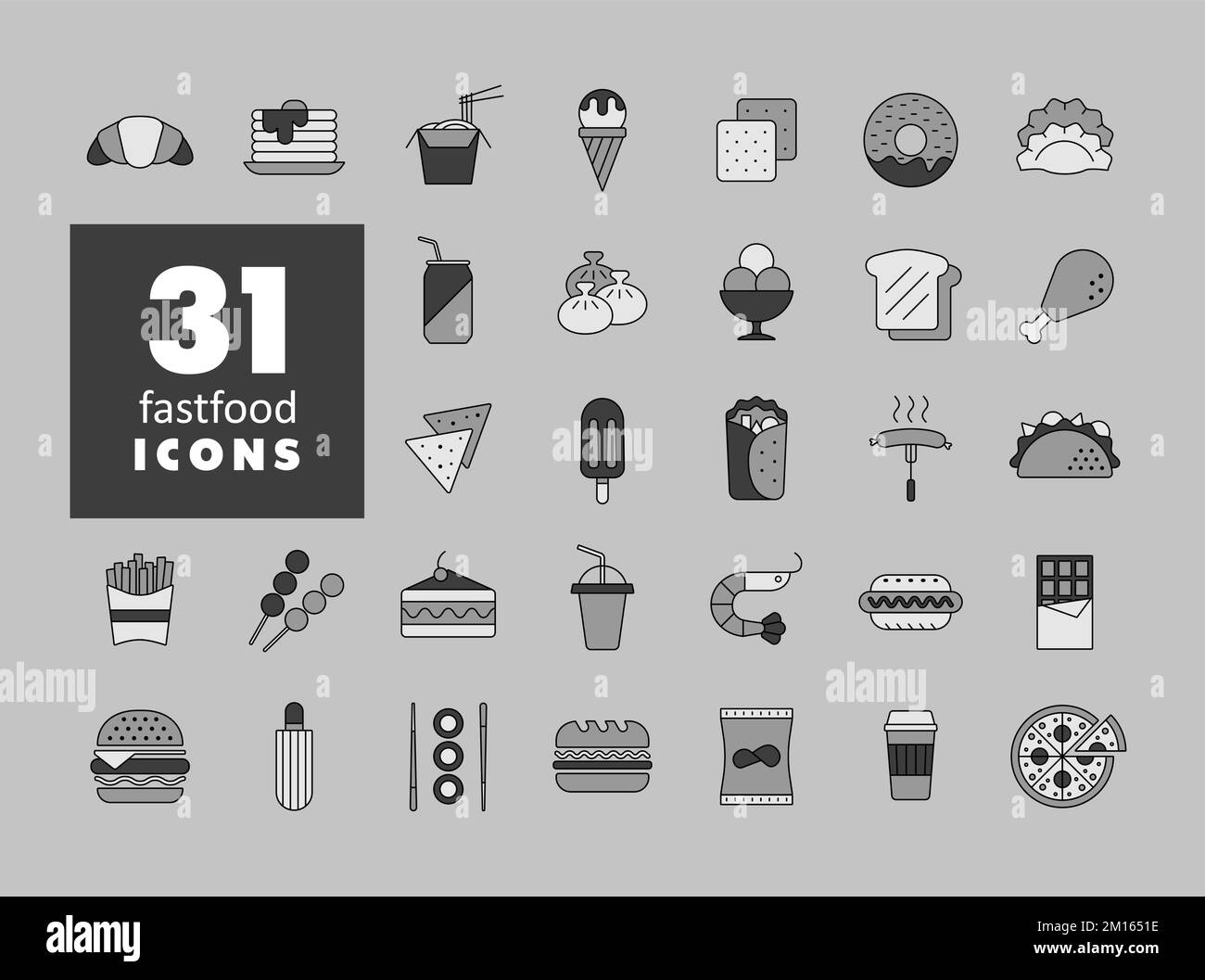 Fastfood, Food court vector grayscale icon. Graph symbol for cooking